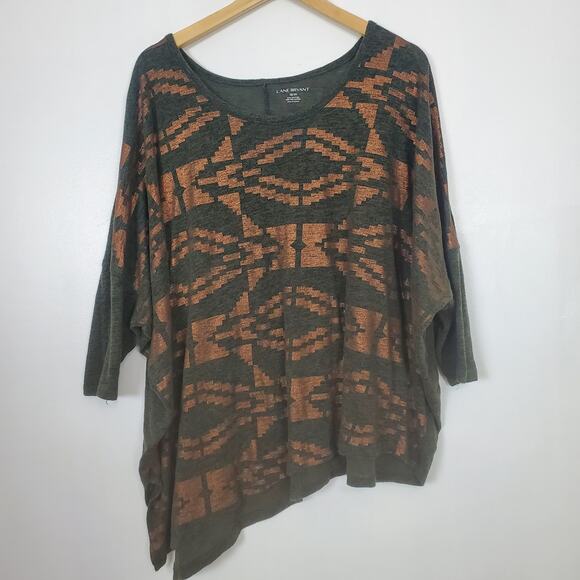 Lane Bryant gray and gold asymmetric hem dolman sleeve top 18/20 - Picture 1 of 4